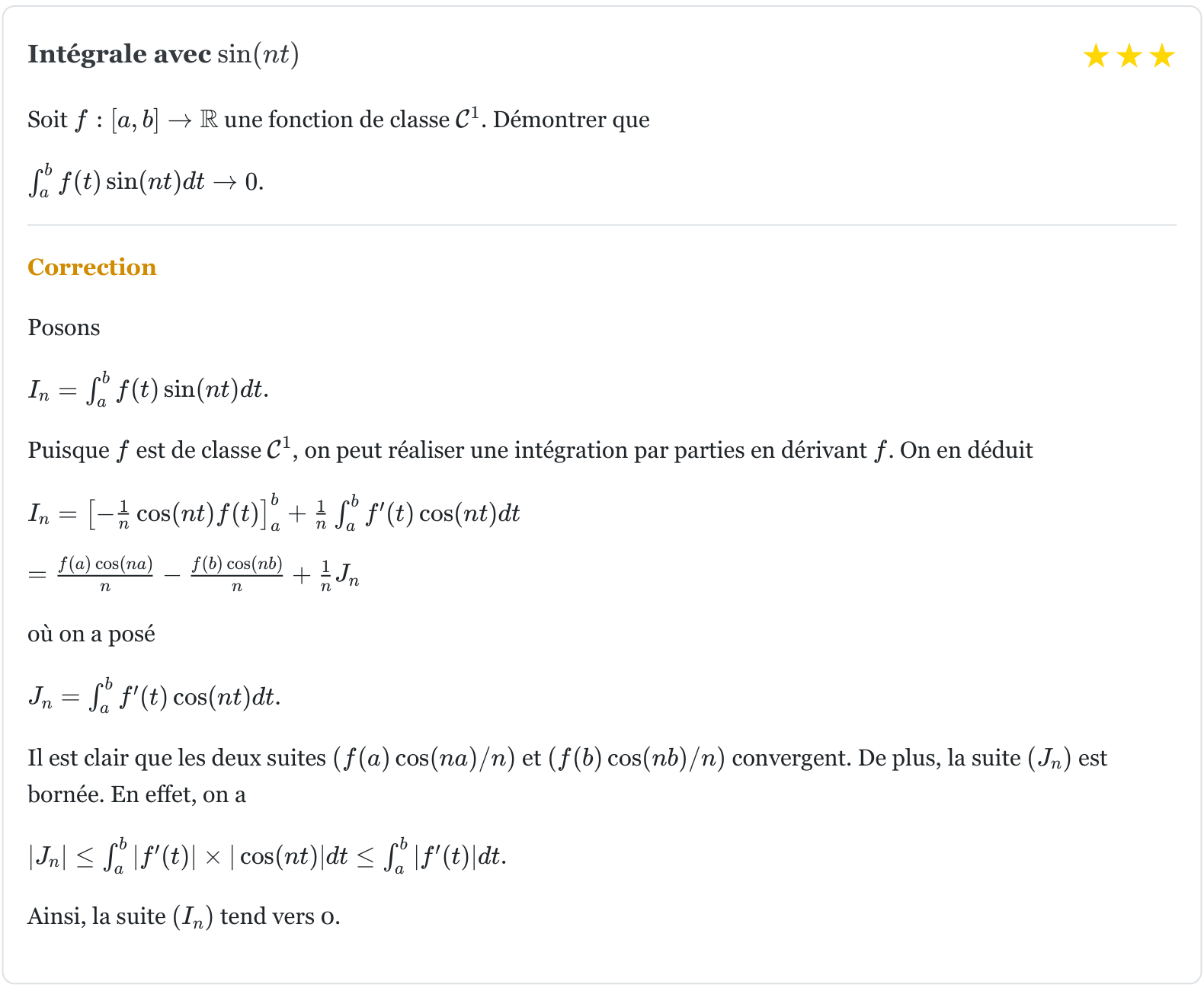 Exemple d'exercice corrigé